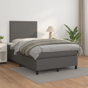vidaXL, vidaXL Boxspringbett mit Matratze Grau 120x200 cm Kunstleder