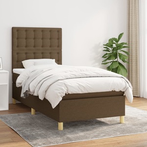 vidaXL, vidaXL Boxspringbett mit Matratze Dunkelbraun 100x200 cm Stoff