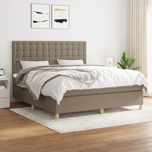 vidaXL, vidaXL Boxspringbett mit Matratze Taupe 160x200 cm Stoff, vidaXL Boxspringbett mit Matratze Taupe 160x200 cm Stoff