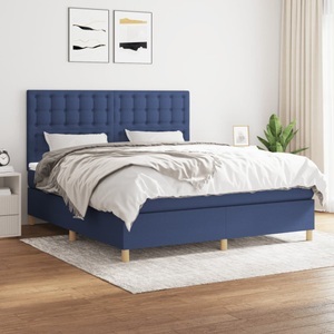 vidaXL, vidaXL Boxspringbett mit Matratze Blau 160x200 cm Stoff, vidaXL Boxspringbett mit Matratze Blau 160x200 cm Stoff