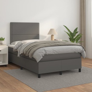 vidaXL, vidaXL Boxspringbett mit Matratze Grau 120x200 cm Kunstleder