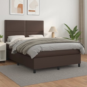vidaXL, vidaXL Boxspringbett mit Matratze Braun 140x200 cm Kunstleder, 