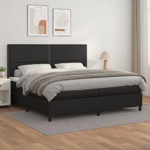 vidaXL, vidaXL Boxspringbett mit Matratze Schwarz 200x200 cm Kunstleder