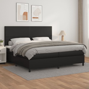 vidaXL, vidaXL Boxspringbett mit Matratze Schwarz 200x200 cm Kunstleder