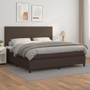 vidaXL, vidaXL Boxspringbett mit Matratze Braun 200x200 cm Kunstleder, 