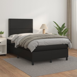 vidaXL, vidaXL Boxspringbett mit Matratze Schwarz 120x200 cm Kunstleder