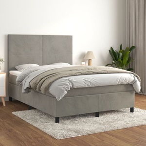 vidaXL, vidaXL Boxspringbett mit Matratze Hellgrau 140x200 cm Samt