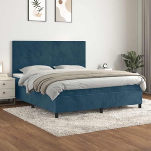 vidaXL, vidaXL Boxspringbett mit Matratze Dunkelblau 160x200 cm Samt