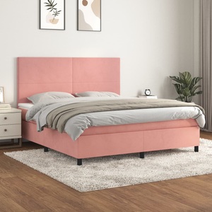 vidaXL, vidaXL Boxspringbett mit Matratze Rosa 180x200 cm Samt