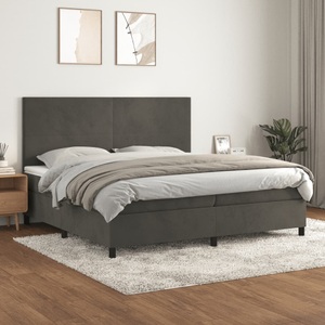 vidaXL, vidaXL Boxspringbett mit Matratze Dunkelgrau 200x200 cm Samt