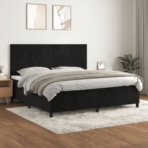 vidaXL, vidaXL Boxspringbett mit Matratze Schwarz 200x200 cm Samt