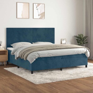 vidaXL, vidaXL Boxspringbett mit Matratze Dunkelblau 200x200 cm Samt