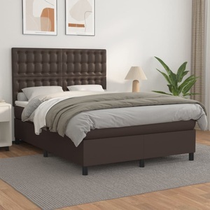 vidaXL, vidaXL Boxspringbett mit Matratze Braun 140x200 cm Kunstleder, 