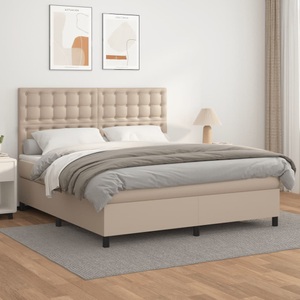 vidaXL, vidaXL Boxspringbett Matratze Cappuccino-Braun 160x200 cm Kunstleder