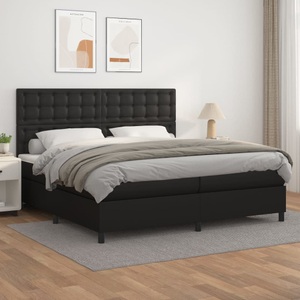 vidaXL, vidaXL Boxspringbett mit Matratze Schwarz 200x200 cm Kunstleder