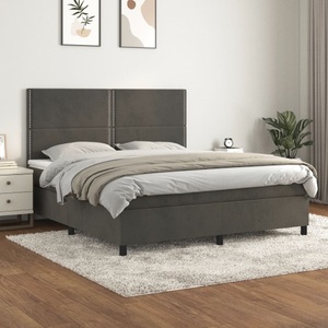 vidaXL, vidaXL Boxspringbett mit Matratze Dunkelgrau 180x200 cm Samt