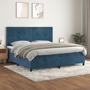 vidaXL, vidaXL Boxspringbett mit Matratze Dunkelblau 200x200 cm Samt
