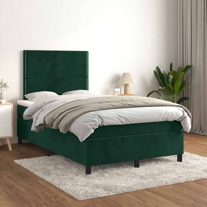 vidaXL, vidaXL Boxspringbett mit Matratze Dunkelgrün 120x200 cm Samt