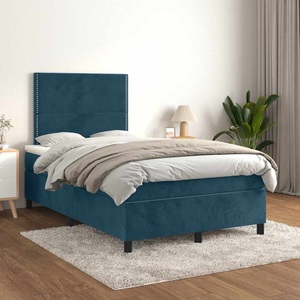 vidaXL, vidaXL Boxspringbett mit Matratze Dunkelblau 120x200 cm Samt
