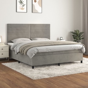 vidaXL, vidaXL Boxspringbett mit Matratze Hellgrau 160x200 cm Samt