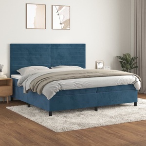 vidaXL, vidaXL Boxspringbett mit Matratze Dunkelblau 200x200 cm Samt