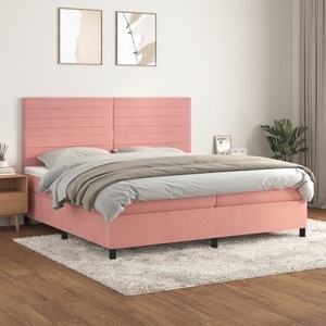 vidaXL, vidaXL Boxspringbett mit Matratze Rosa 200x200 cm Samt