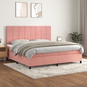 vidaXL, vidaXL Boxspringbett mit Matratze Rosa 200x200 cm Samt, 