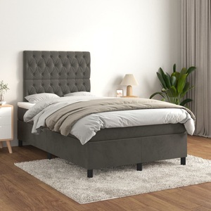 vidaXL, vidaXL Boxspringbett mit Matratze Dunkelgrau 120x200 cm Samt