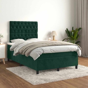 vidaXL, vidaXL Boxspringbett mit Matratze Dunkelgrün 120x200 cm Samt