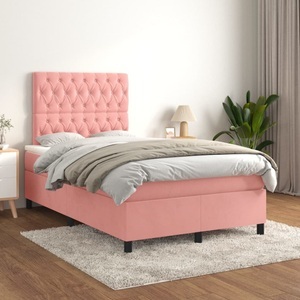 vidaXL, vidaXL Boxspringbett mit Matratze Rosa 120x200 cm Samt