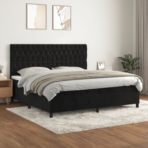 vidaXL, vidaXL Boxspringbett mit Matratze Schwarz 200x200 cm Samt