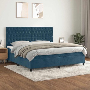 vidaXL, vidaXL Boxspringbett mit Matratze Dunkelblau 200x200 cm Samt