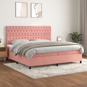 vidaXL, vidaXL Boxspringbett mit Matratze Rosa 200x200 cm Samt