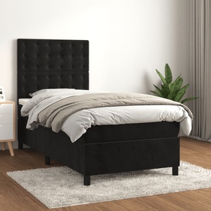 vidaXL, vidaXL Boxspringbett mit Matratze Schwarz 80x200 cm Samt