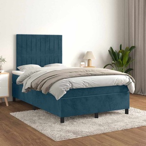 vidaXL, vidaXL Boxspringbett mit Matratze Dunkelblau 120x200 cm Samt