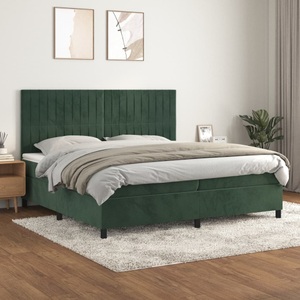 vidaXL, vidaXL Boxspringbett mit Matratze Dunkelgrün 200x200 cm Samt, vidaXL Boxspringbett mit Matratze Dunkelgrün 200x200 cm Samt