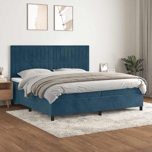 vidaXL, vidaXL Boxspringbett mit Matratze Dunkelblau 200x200 cm Samt