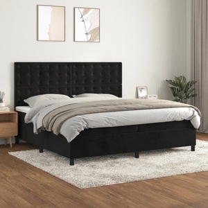 vidaXL, vidaXL Boxspringbett mit Matratze Schwarz 200x200 cm Samt