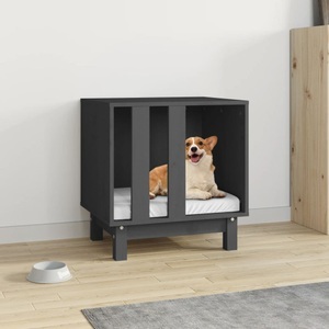 vidaXL, vidaXL Hundehütte Grau 50x40x52 cm Massivholz Kiefer, vidaXL Hundehütte Grau 50x40x52 cm Massivholz Kiefer