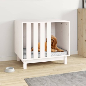 vidaXL, vidaXL Hundehütte Weiß 70x50x62 cm Massivholz Kiefer, vidaXL Hundehütte Weiß 70x50x62 cm Massivholz Kiefer