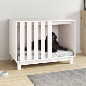 vidaXL, vidaXL Hundehütte Weiß 90x60x67 cm Massivholz Kiefer, vidaXL Hundehütte Weiß 90x60x67 cm Massivholz Kiefer