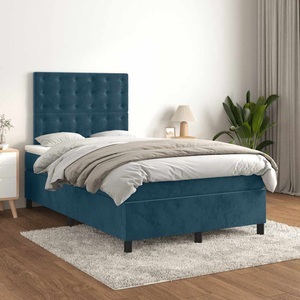 vidaXL, vidaXL Boxspringbett mit Matratze Dunkelblau 120x200 cm Samt