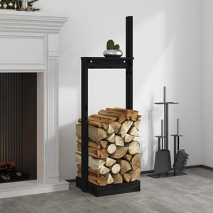 vidaXL, vidaXL Kaminholzhalter Schwarz 33,5x30x110 cm Massivholz Kiefer, 