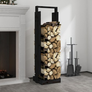 vidaXL, vidaXL Kaminholzhalter Schwarz 33,5x30x110 cm Massivholz Kiefer, vidaXL Kaminholzhalter Schwarz 33,5x30x110 cm Massivholz Kiefer