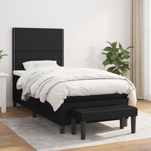 vidaXL, vidaXL Boxspringbett mit Matratze Schwarz 90x190 cm Stoff, vidaXL Boxspringbett mit Matratze Schwarz 90x190 cm Stoff