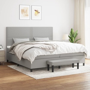 vidaXL, vidaXL Boxspringbett mit Matratze Hellgrau 200x200 cm Stoff