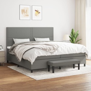 vidaXL, vidaXL Boxspringbett mit Matratze Dunkelgrau 200x200 cm Stoff