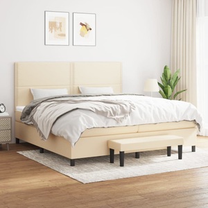 vidaXL, vidaXL Boxspringbett mit Matratze Creme 200x200 cm Stoff