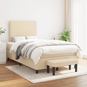 vidaXL, vidaXL Boxspringbett mit Matratze Creme 120x200 cm Stoff