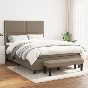 vidaXL, vidaXL Boxspringbett mit Matratze Taupe 140x200 cm Stoff, vidaXL Boxspringbett mit Matratze Taupe 140x200 cm Stoff